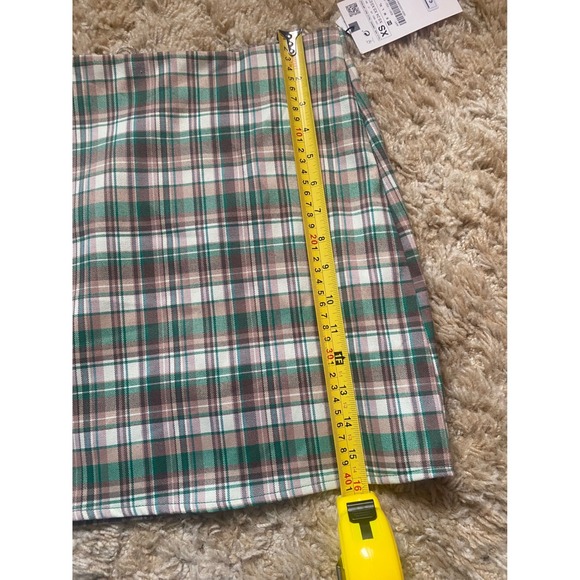 Zara Plaid Mini Skirt Green Brown Tan Checkered Casual‎ XS NWT - Picture 8 of 8